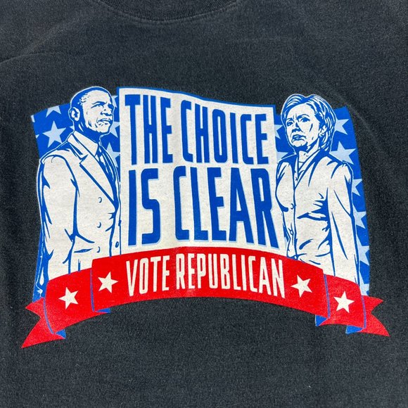 Choice Is Clear Vote Republican Obama Hillary Shirt Fits Medium Black Tee Tag L - Picture 2 of 12
